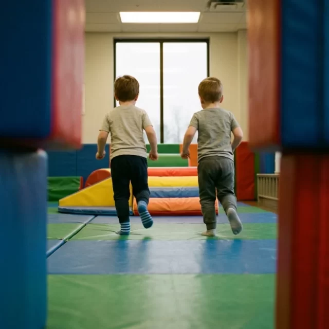 Kids running through an indoor playground, one of the best indoor activities for kids in Georgetown on a rainy day